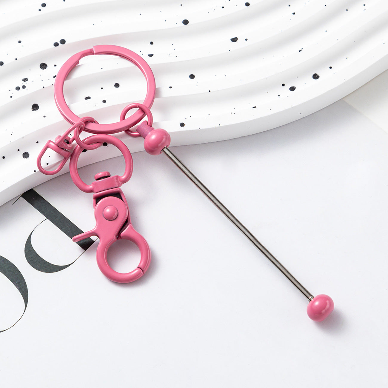 Wholesale Beadable Bar Keychains Handmade Metal Solid Color Keychain